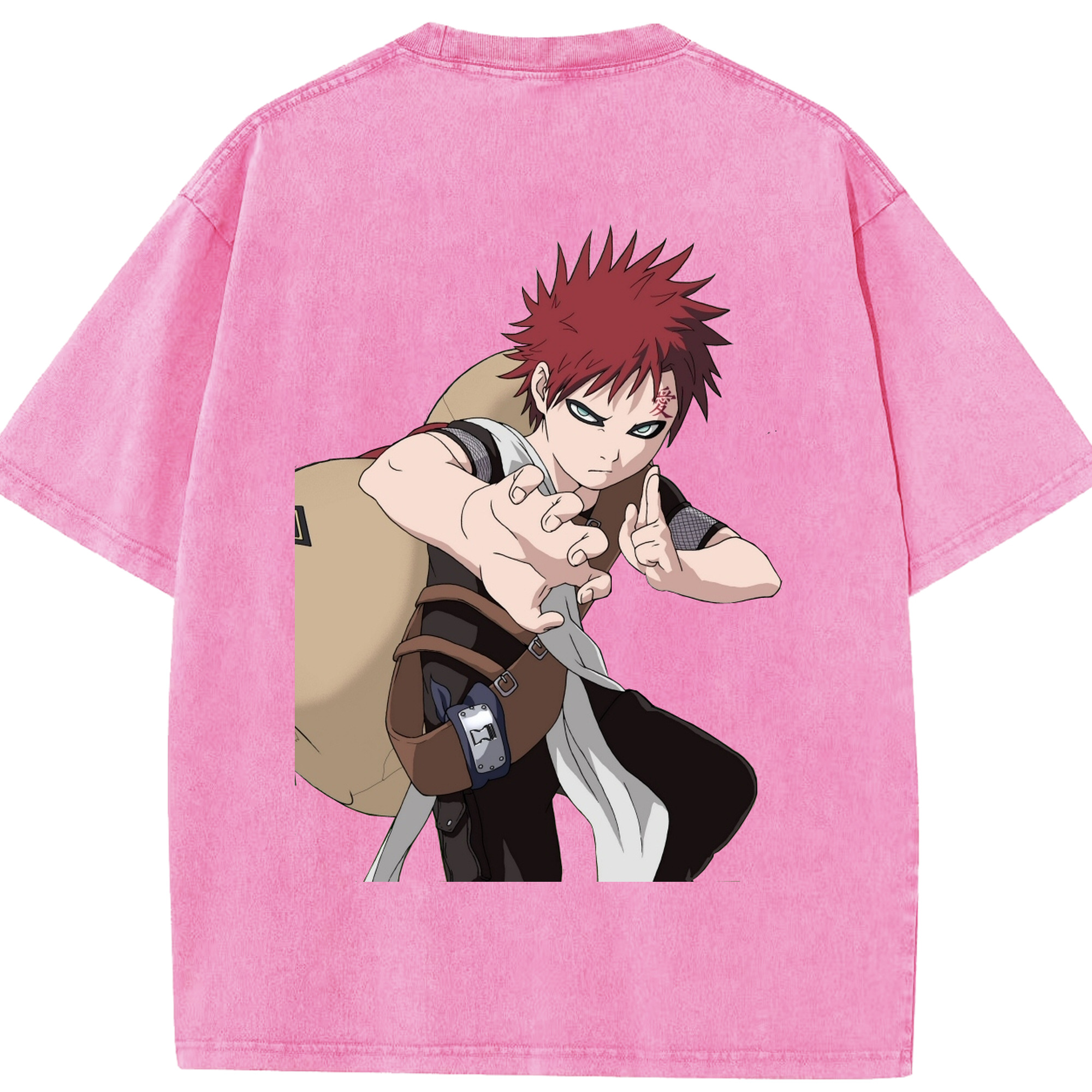 （画像用） NARUTO -ナルト- ガアラ Gaara 綿100% ヴィンテージ風 半袖Tシャツ（背面プリント）